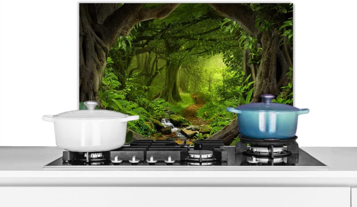 Spatscherm Keuken - 70x50 cm - Jungle - Groen - Natuur - Tropisch - Planten