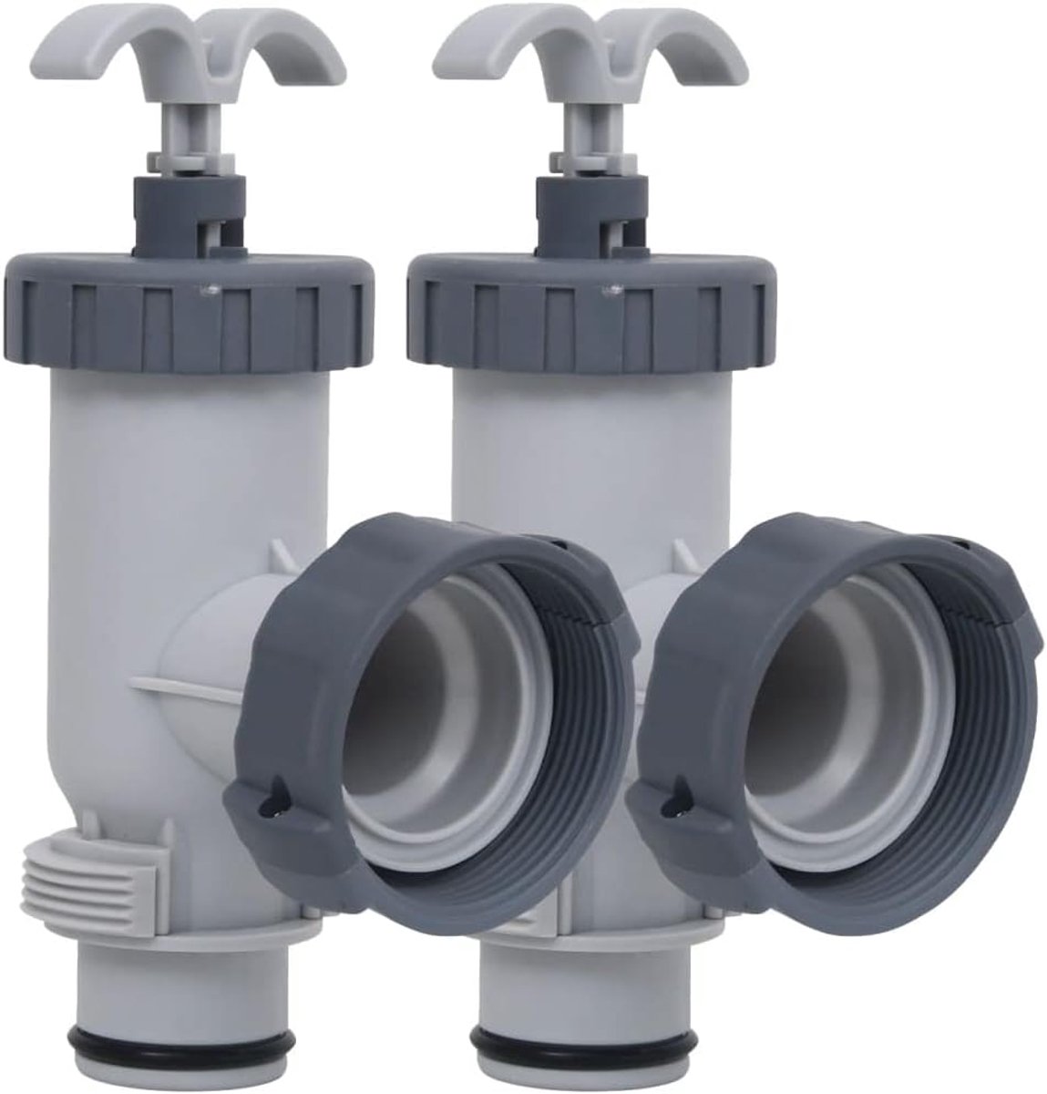 Zuigerventiel voor zwembad 2 STK. Afsluitventiel voor 38 mm slang met 59 mm schroefdraadaansluiting voor zwembad filterpomp