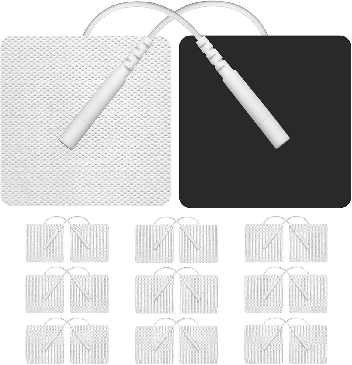 20 TENS Elektroden 5 x 5 cm, Herbruikbare Elektrodenpads met 2 mm Aansluiting, Geschikt voor TENS en EMS Apparaten, Zelfklevende Vervangingspads