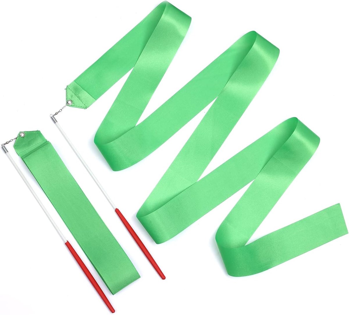 2 Stuks Lange Dansribbons van 2m voor Kinderen, Geschikt voor Gymnastiek, Artistiek Dansen en Feestjes met Dansstok