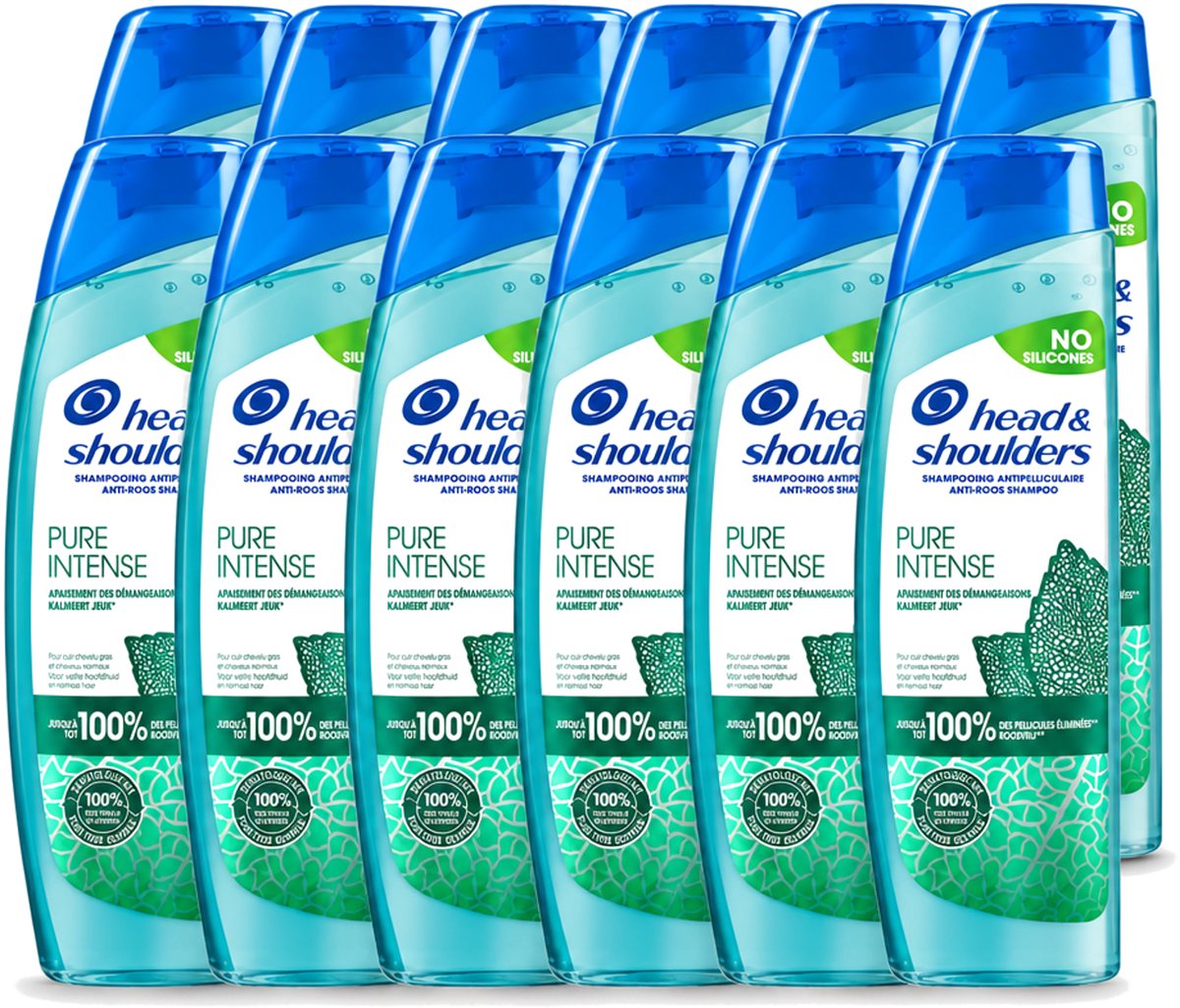 12 x Head & Shoulders – Shampoo – Pure Intense Kalmeert Jeuk – 250 ml - Voordeelverpakking - 12 stuks