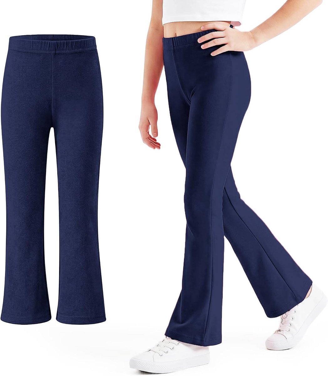 meisjeslegging Elastische ademende broek met wijde pijpen Kinderen Katoen Flared sportlegging Wijde pijpen Basic bootcut broek Lange effen kleur Dans yogabroek Sportkleding voor 7-16 jaar