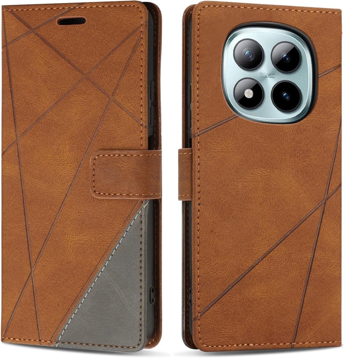 Hoesje voor Xiaomi Redmi Note 15 Pro Plus 5G, Premium Lederen Portemonnee Beschermhoes Telefoonhoesjes met Kaartenvakken Beschermhoesje voor Redmi Note 15 Pro Plus 5G, Bruin