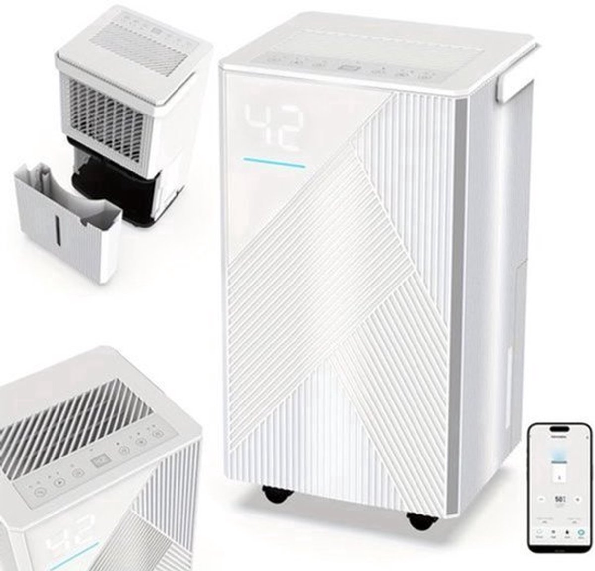 Luchtontvochtiger – Vochtvreter – Dehumidifier – Vochtverwijderaar – Wasdroger – 14L per Dag – Wi-Fi App Bedienbaar – Stil & Energiezuinig