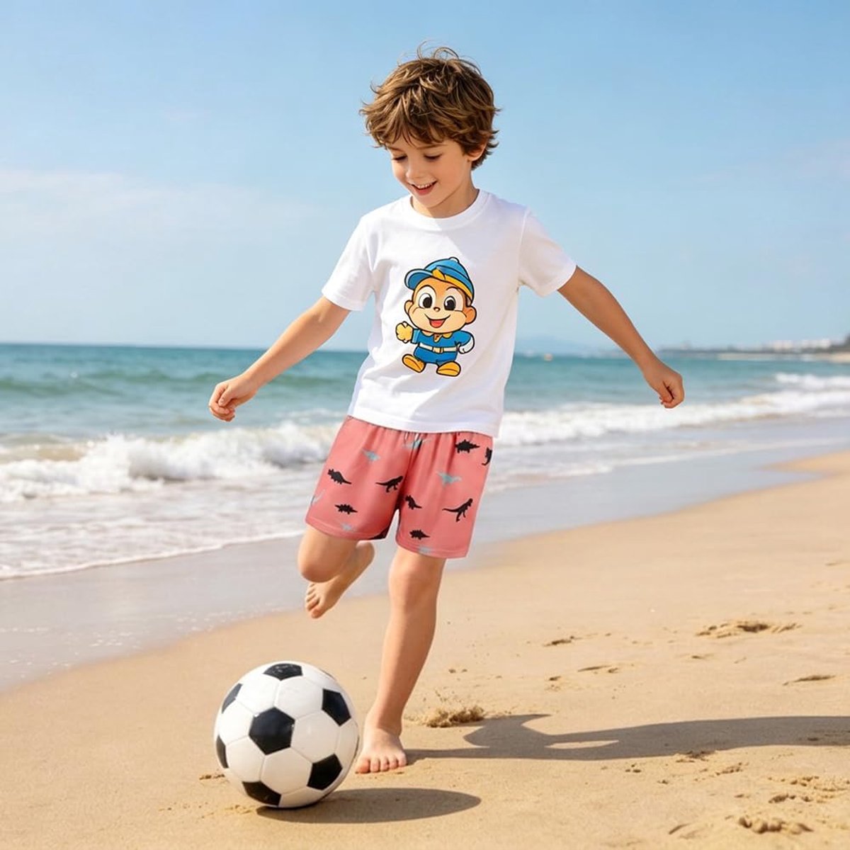 Zwemshorts Badmode Jongens,Hipster Boxershorts met Verstelbaar Trekkoord Snel Drogende Zwemboxer Zwembroek met Zakken Elastische Tailleband,Modeprints,voor kinderen van 7-12 jaar