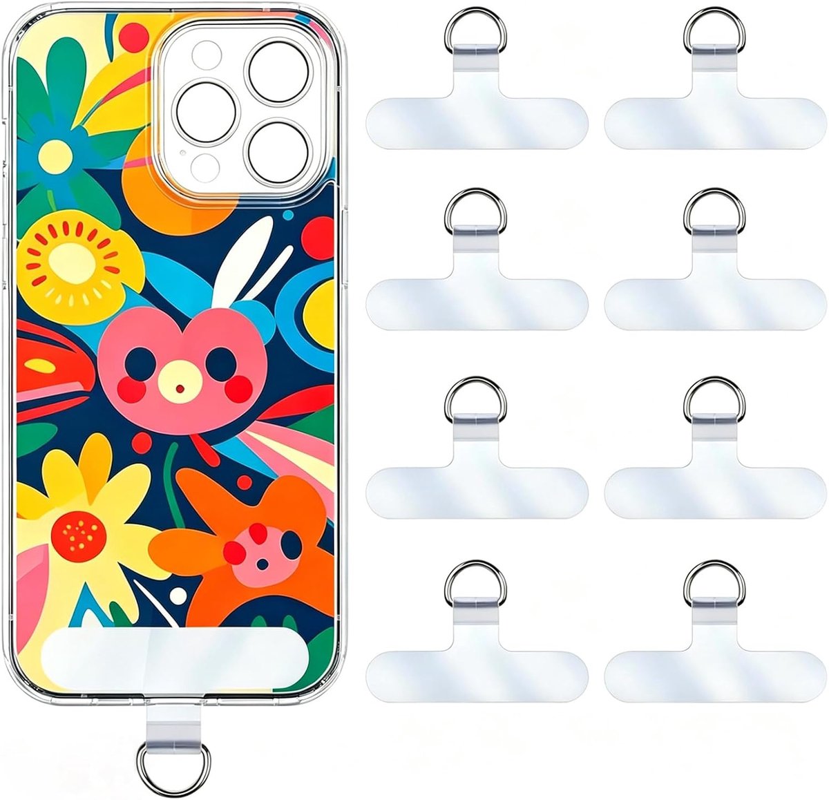 Patch voor telefoonkoord, 8 stuks telefoonhaken, telefoonhaken, geschikt voor mobiele telefoon, bescherming tegen vallen