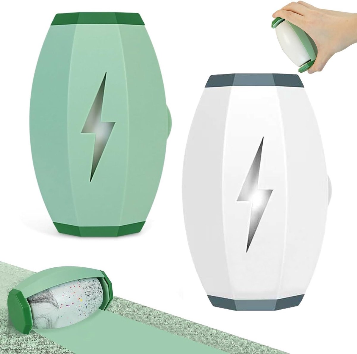 pluisroller, wasbare draagbare sticker, wasbare dierenhaarverwijderaar, pluisrol, compact, draagbaar, voor dierenharen, kleding, haar, stof, 2 stuks (groen + wit)