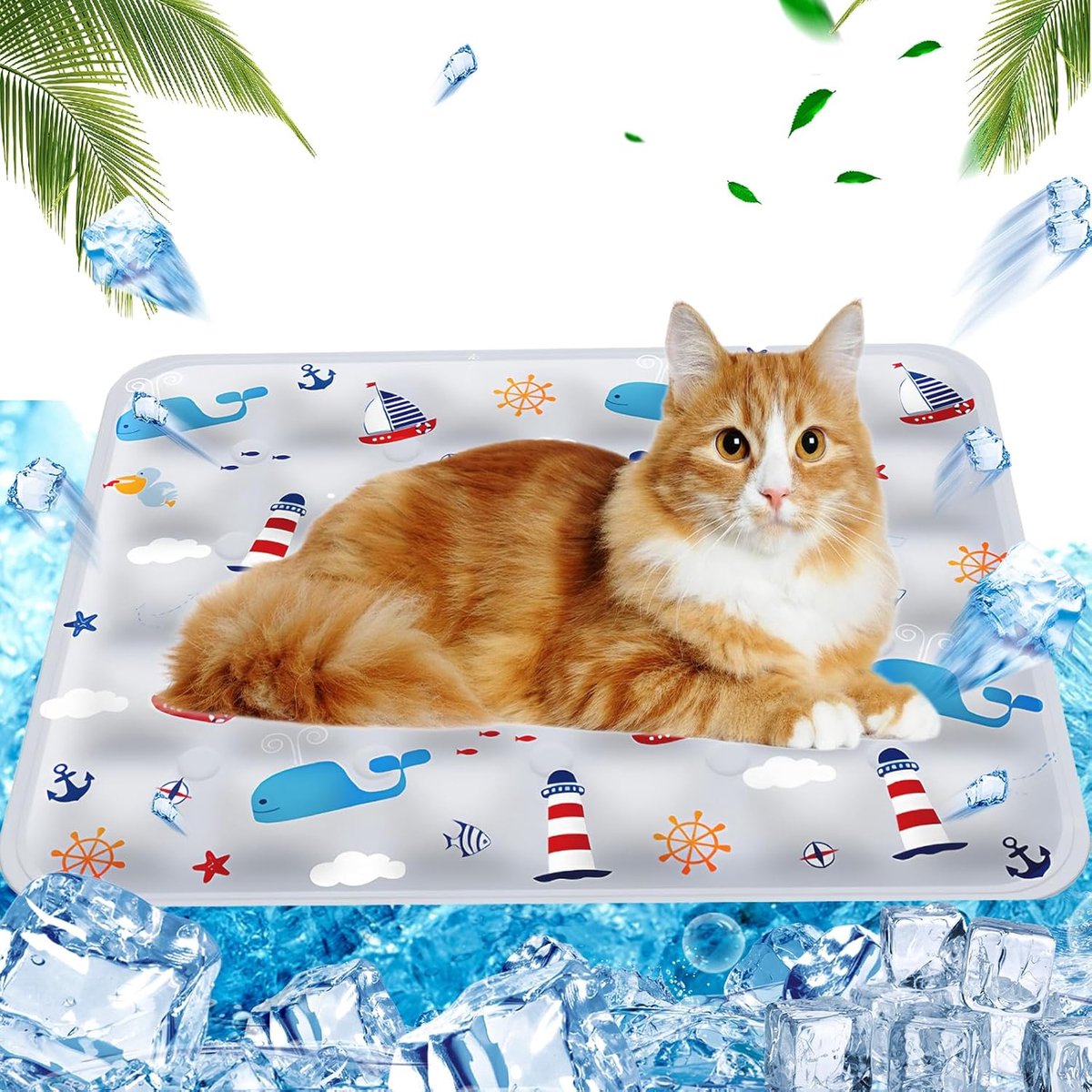 Koelmat voor honden, katten, huisdieren, koelmat, koelmat, met water gevulde koelmat, zelfkoelende mat voor huisdieren, zomer, koelkussen, hondenmat, 40 x 50 cm, M, grijs