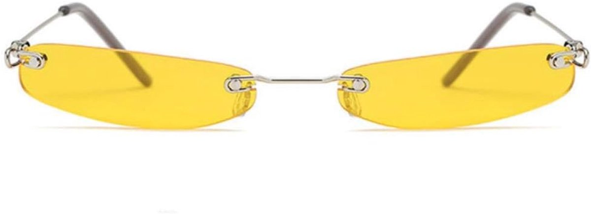 Dames transparante lens kleine smalle frame zonnebril vintage frameloze rechthoekige schaduw metalen frame bril