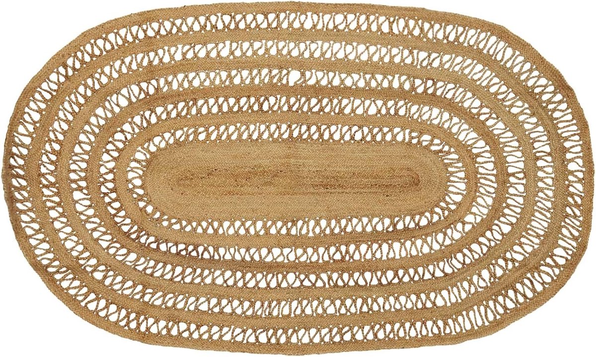 Tapijt natuur 205 x 305 cm van 100% jute voor woonkamer