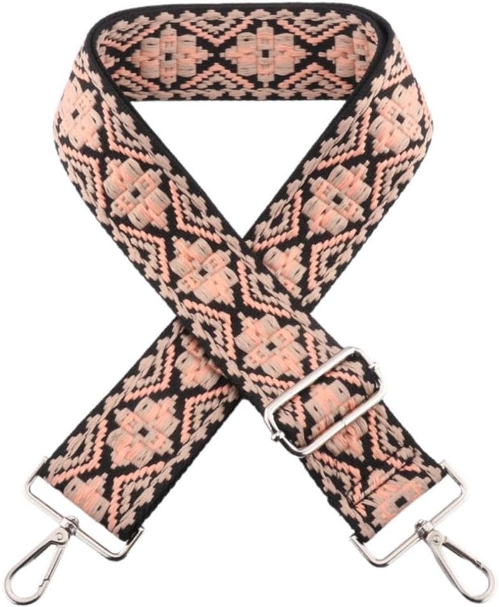 5 cm tasriem, vervanging universele draagriem, verstelbare schouderriem met gebreid patroon, afneembare schouderriem voor schoudertas, tassen, handtassen, 75-135 cm, oranje, zwart, zilver