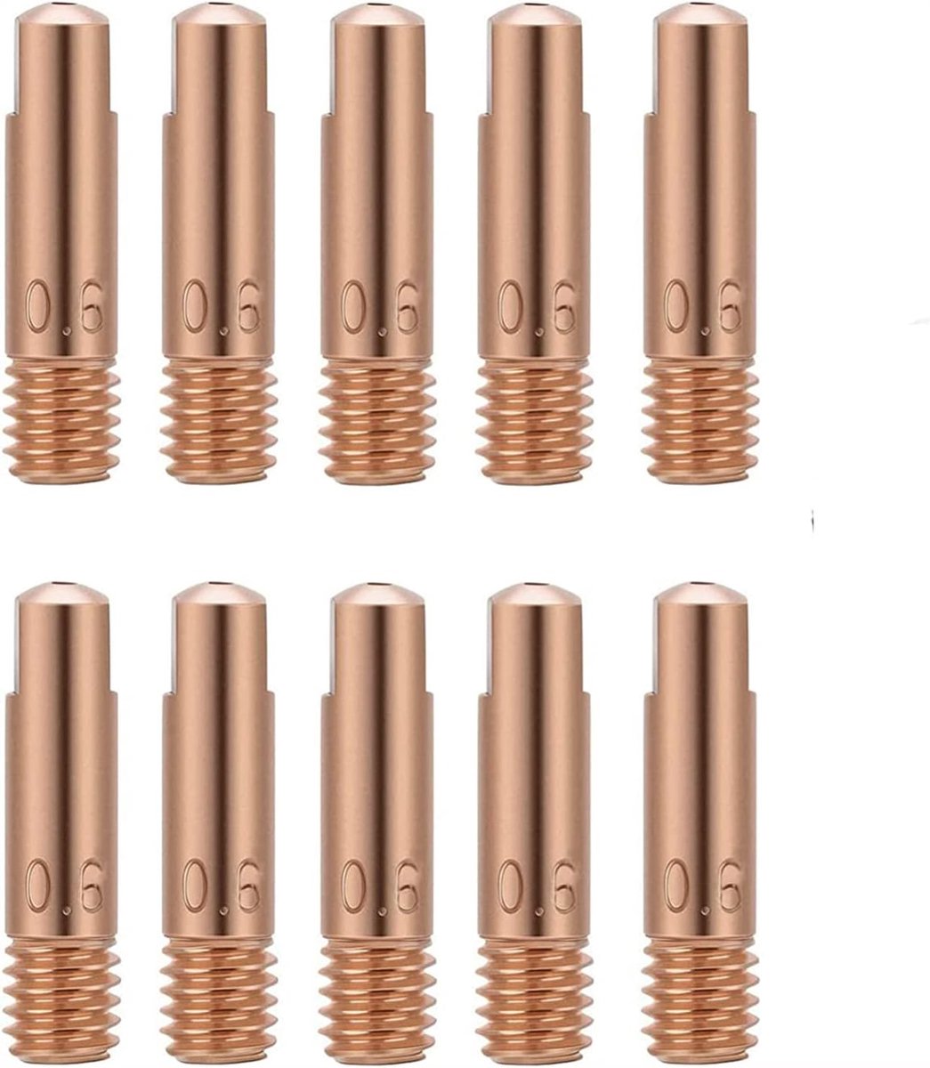 10 stuks MB15 15AK stroommondstukken lascontactpunt 0,6 mm M6x24 mm koperen stroommondstuk contactpunten laspunten voor 15AK MIG/MAG lasbranders accessoires slijtagedelen (0,6 mm)