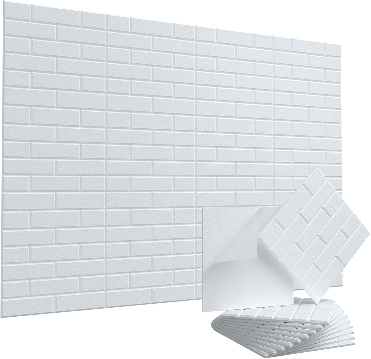 set van 20 akoestische panelen zelfklevend, 30 x 30 cm hoogwaardige geluidsabsorberende panelen voor muren, 3D baksteen textuur geluidswerende padding voor thuiskantoor, speelkamer en