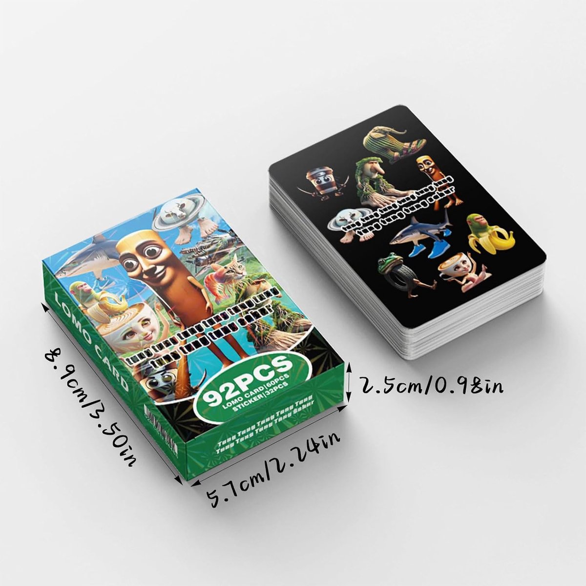 60 stuks Itlian Brainrt‌ kaarten en 32 stickers, fotokaarten