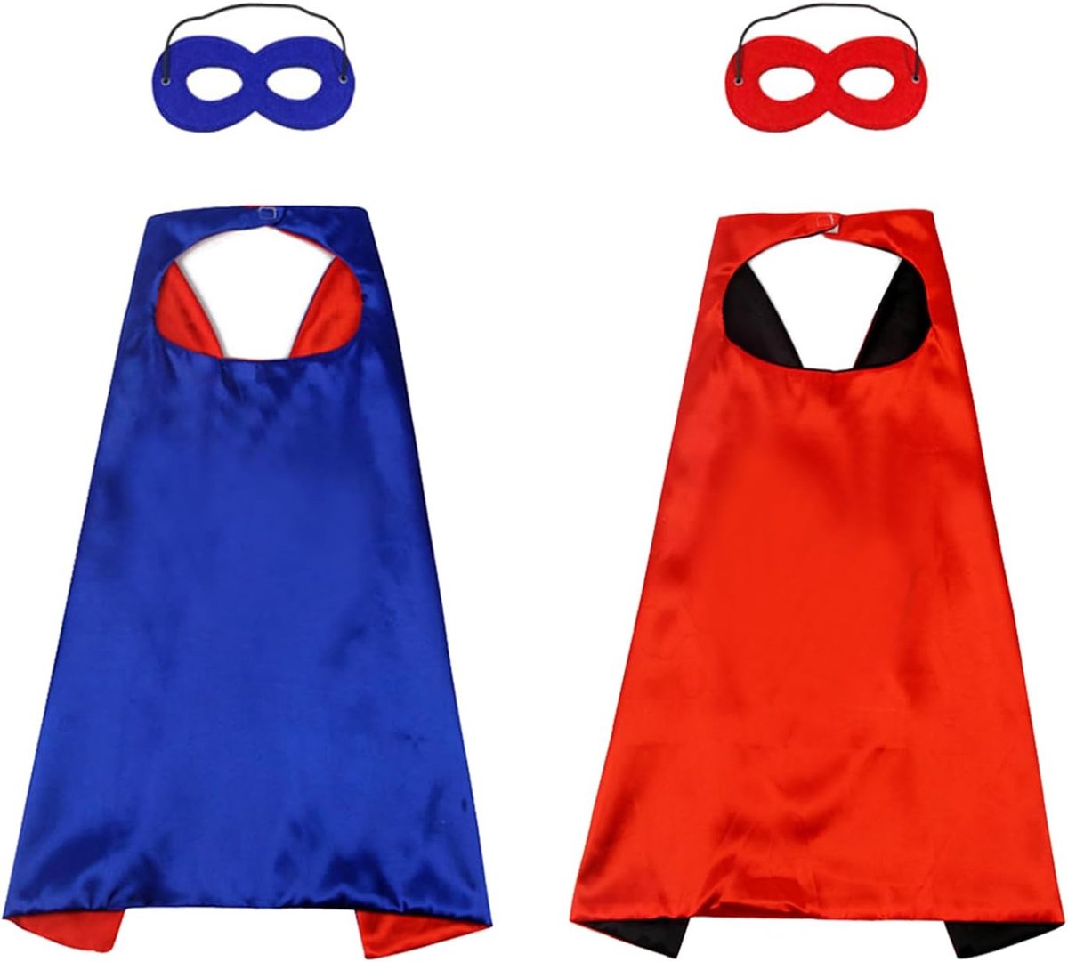 2 stuks superheldencape voor kinderen en 2 stuks maskers, cape en masker, superhelden cosplay kostuums, maskeradekostuum voor kinderen, voor jongens en meisjes, Halloween, kinderverjaardag