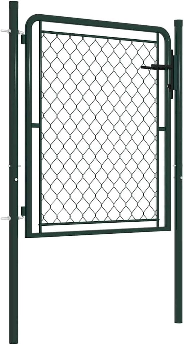 Hekpoort, groen, 100 x 75 cm, tuinpoort van staal met slot en handgreep, robuuste en duurzame tuinpoort voor gebruik buitenshuis