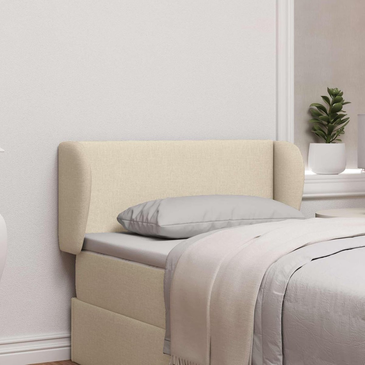 Ear Modern hoofdeinde van het bed in crème, 40 x 23 x 6 cm, met zachte stof en schuim, biedt comfort en stabiliteit, ideaal voor de slaapkamer, eenvoudig te reinigen