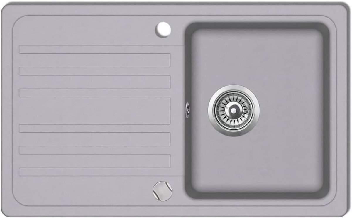 Wastafel voor eenpersoonsbed, omkeerbaar, graniet, zwart/grijs/wit, 765 x 460 mm, keukenspoelbakinbouw, gootsteen voor eenpersoonsbad