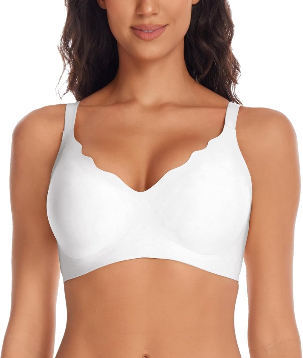 Dames zonder beugel naadloze push-up beha V-hals sterke grip zachte comfortabele beha strijkloos T-shirt bralette