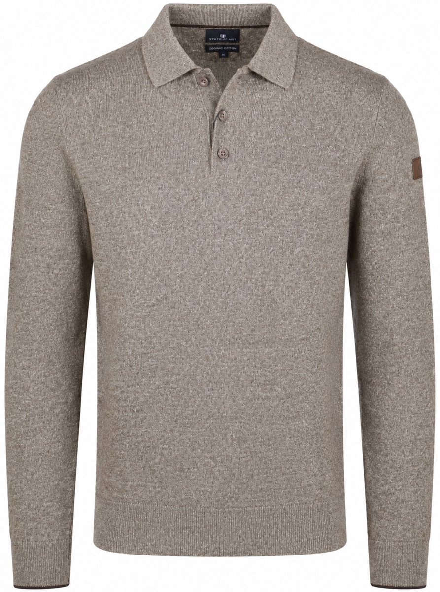 Pullover Polo Effen Beige - Maat M - Heren - Pullovers