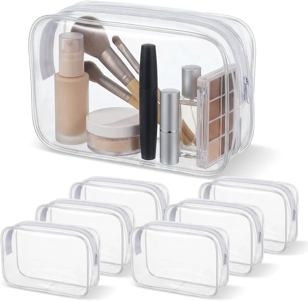 6Pcs Clear PVC Make-up Zakken Bloemen Make-up Tas Cosmetische Zakken Transparante Make-ups Pouch Draagbare Toilettas Zakken Voor Vrouwen Reizen