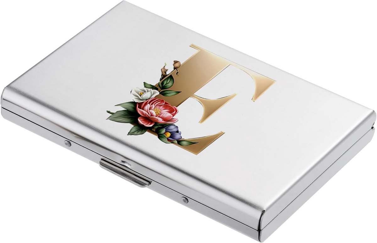Slanke RFID Blokkerende Kaarthouder Portemonnee, Modieus Ontwerp en Artistieke Patronen, Metalen Creditcardhouder Portemonnee, voor Dames en Heren. (6 Sleuven/Zilver/E)