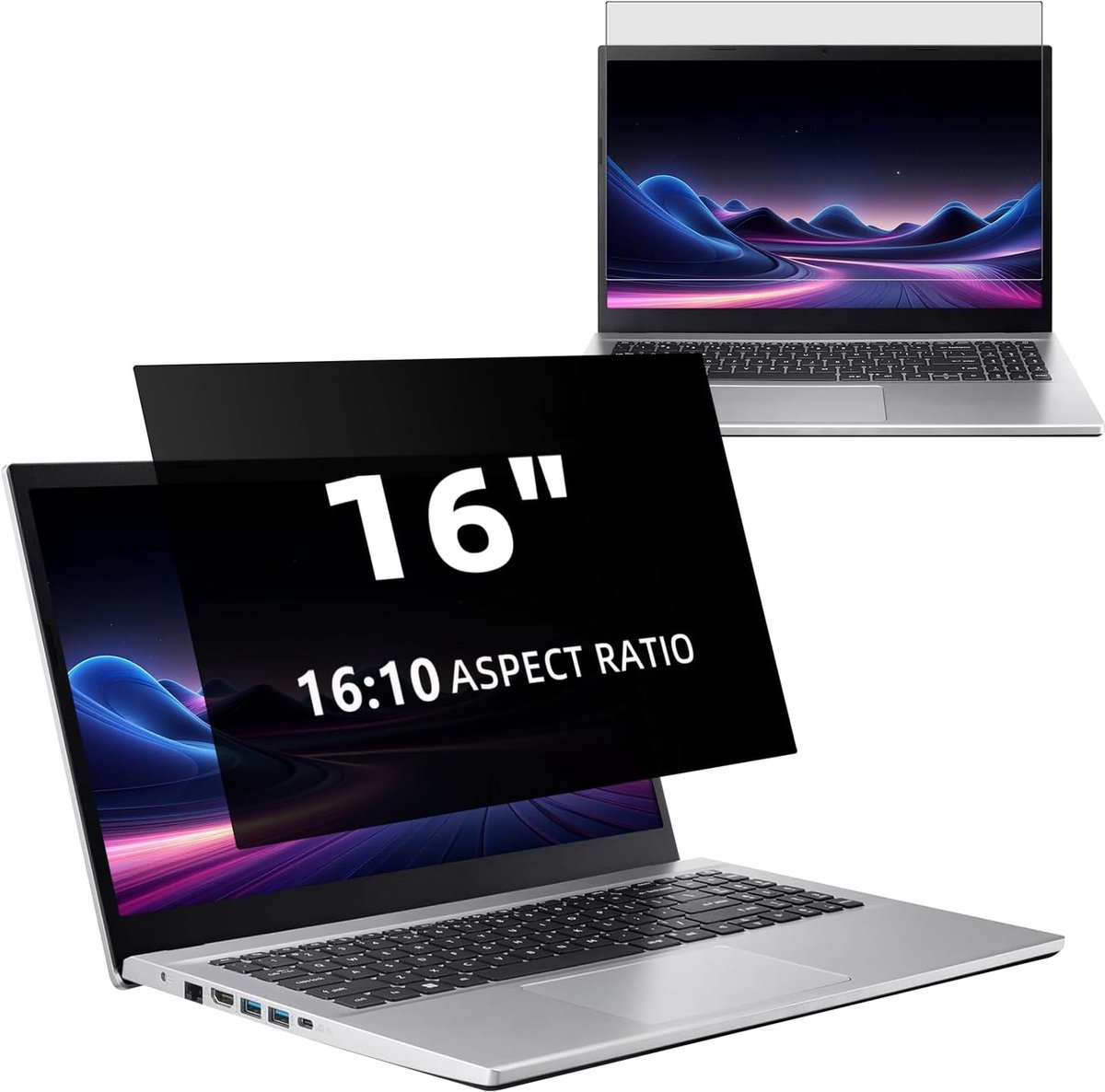 Folie voor 16 inch, 16:10 laptop, anti-blauw licht, verblindingsbescherming, privacyfolie, afneembare inkijkbescherming, privacyfilter, displaybescherming voor Lenovo/HP/Dell/Acer