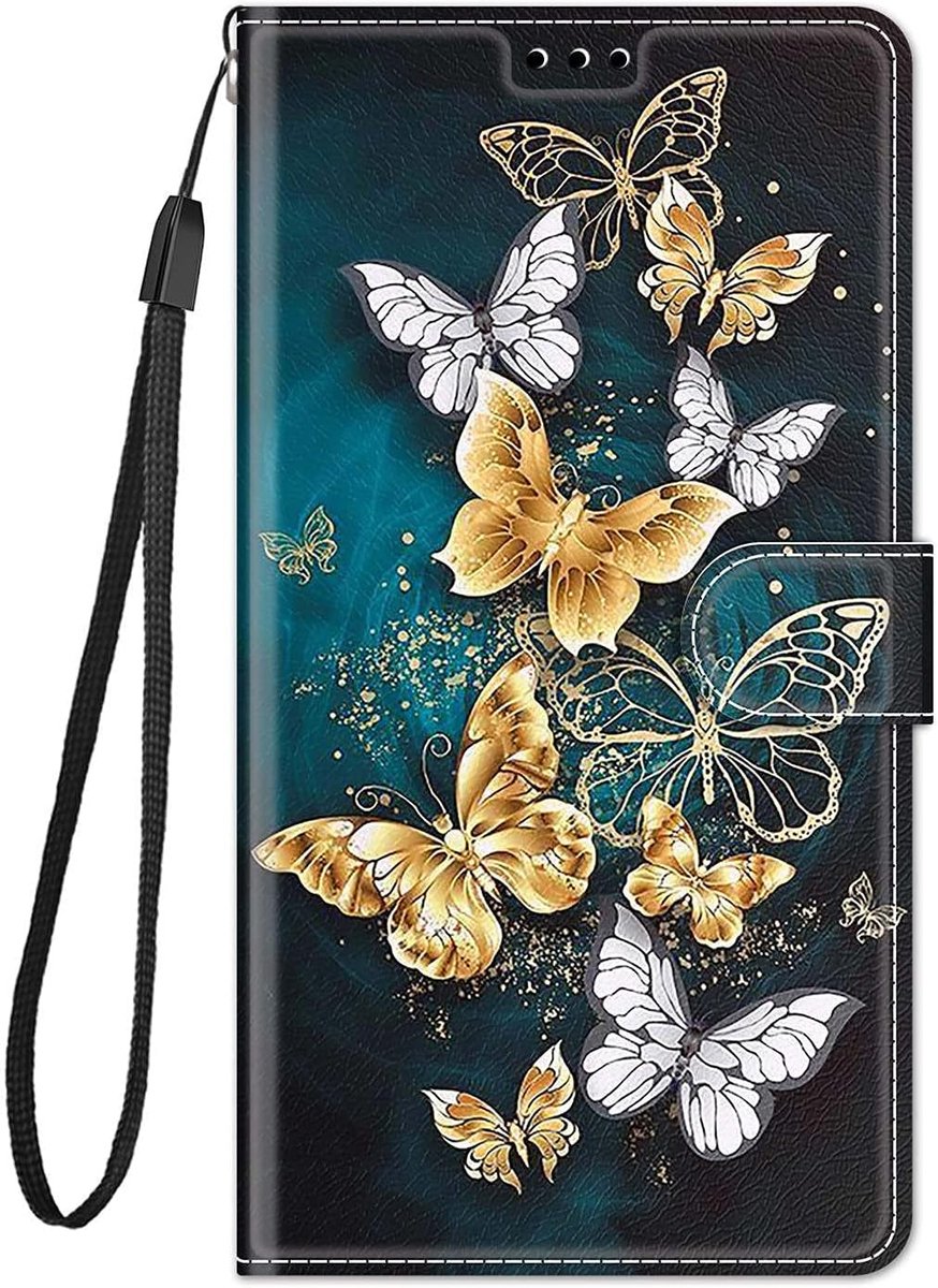 Klaphoesje voor Samsung Galaxy A36 5G, schokbestendig hoesje met schattig patroon, standaard, siliconen hoesje, 360 graden beschermhoesje met kaartsleuven en magnetische sluiting -