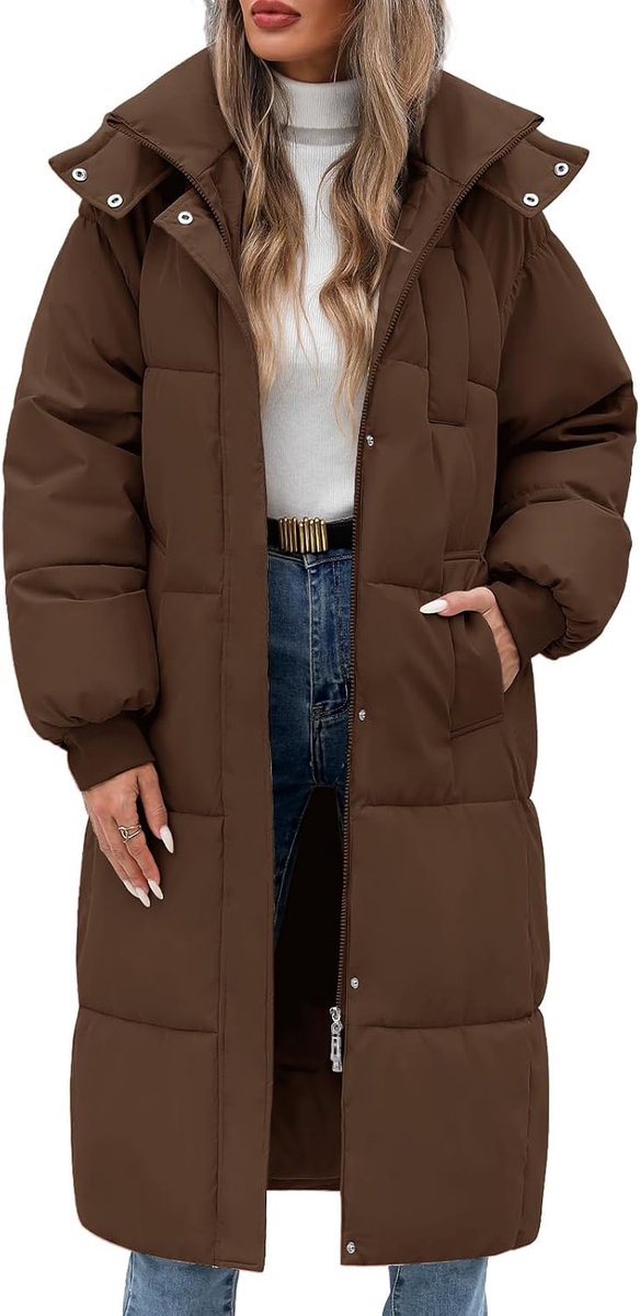 Jassen voor dames, winter, dikke gewatteerde jas, parka met capuchon, donsjack, warme katoenen jas, winddicht, met ritssluiting, zakken