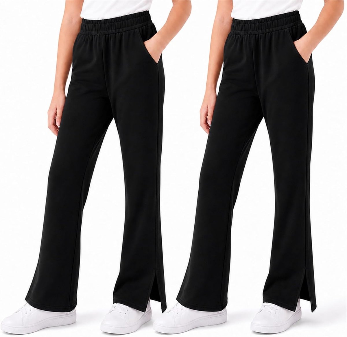 meisjeslegging katoenen broek met wijde pijpen, 2-pack actieve kleding voor 5-16 jaar