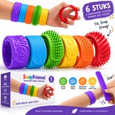 Fidget Armband Sensorisch – 6 Stuks Snap Armband – Siliconen Slap Bracelet – Stil Friemel Speelgoed – Voor Focus, Rust, ADHD & Autisme