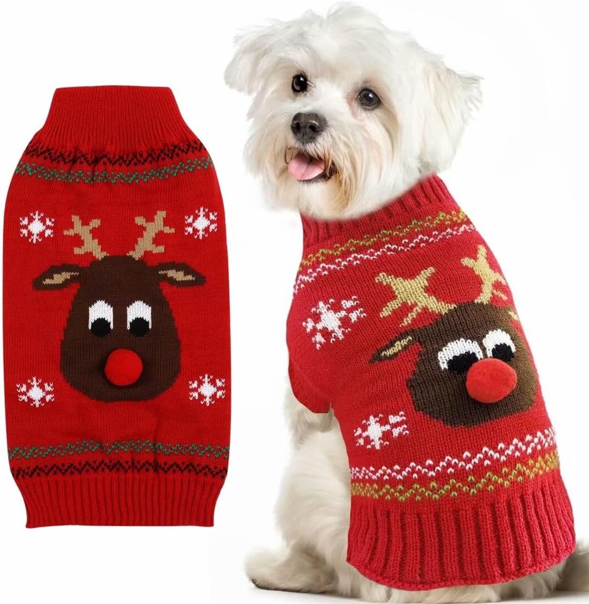 Truien Huisdieren Honden Kersttrui Xmas Trui voor Kat en Puppy Kersttruien voor Kleine, Middelgrote en Grote Hondens(Reindeer,XL)
