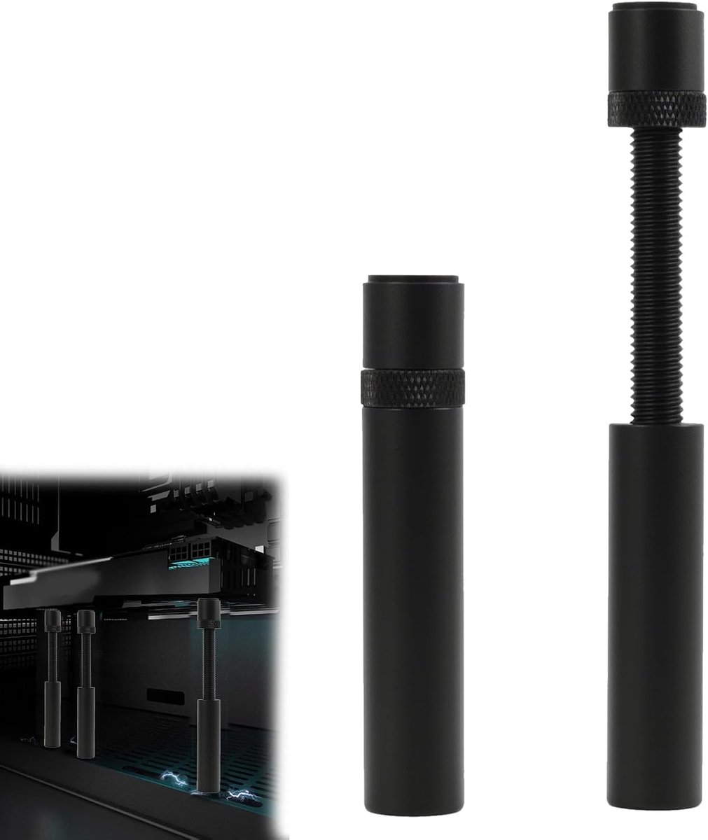 2 stuks grafische kaarthouder, in hoogte verstelbaar, van aluminiumlegering, GPU-steun met magnetische voet, grafische kaarthouder tegen doorbuigen voor pc-behuizing, 72,5 - 111,5 mm