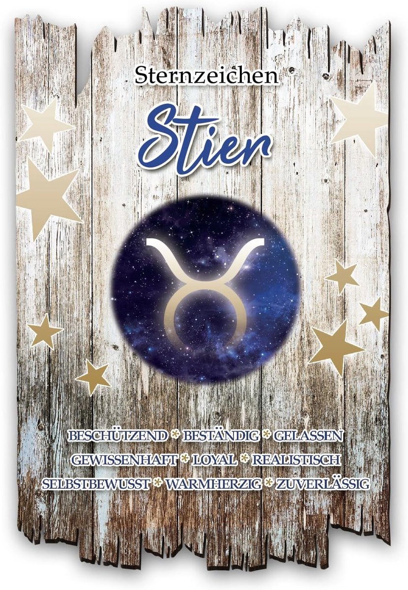 Veer muurschildering sterrenbeeld sterrenbeeld houten bord met spreuk en motief - Shabby Chic landhuisstijl - wanddecoratie voor thuis - ideaal als geschenk voor familie en vrienden 30x20cm