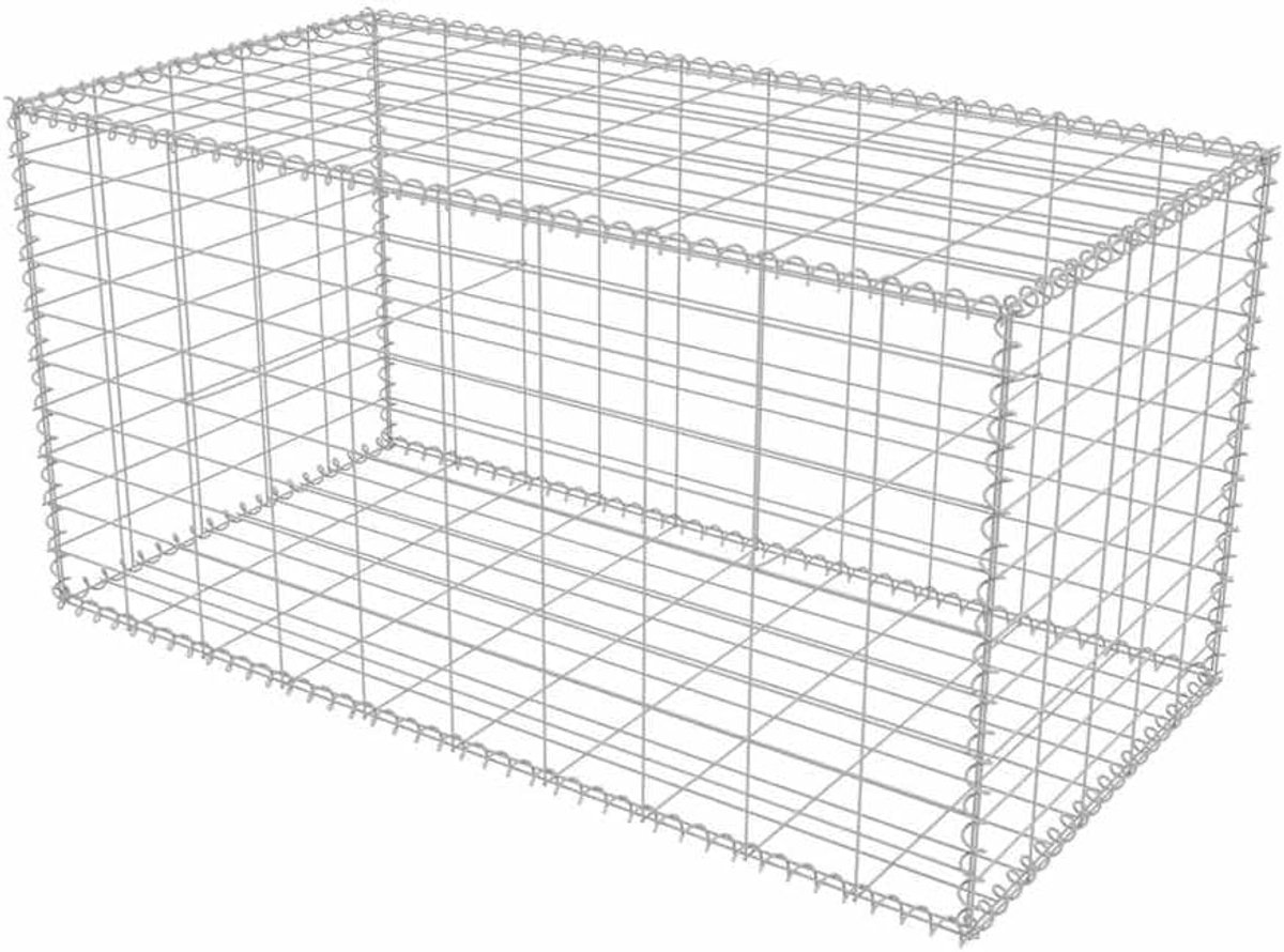 Staal, 100 x 50 x 50 cm, verzinkte draadmand voor tuin, steen- en schanskorf voor tuinvormgeving, robuuste steunmuur van puntgelast staal, draaddiameter