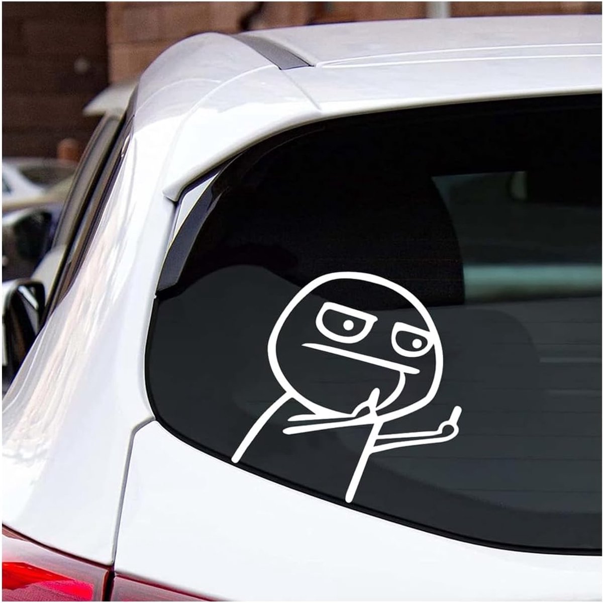 2 stuks creatieve autoraamstickers, grappige middelvinger autostickers, grappige autostickers, stickers voor autoruiten, zijruiten, waterdichte modestickers, auto-accessoires (zilverachtig