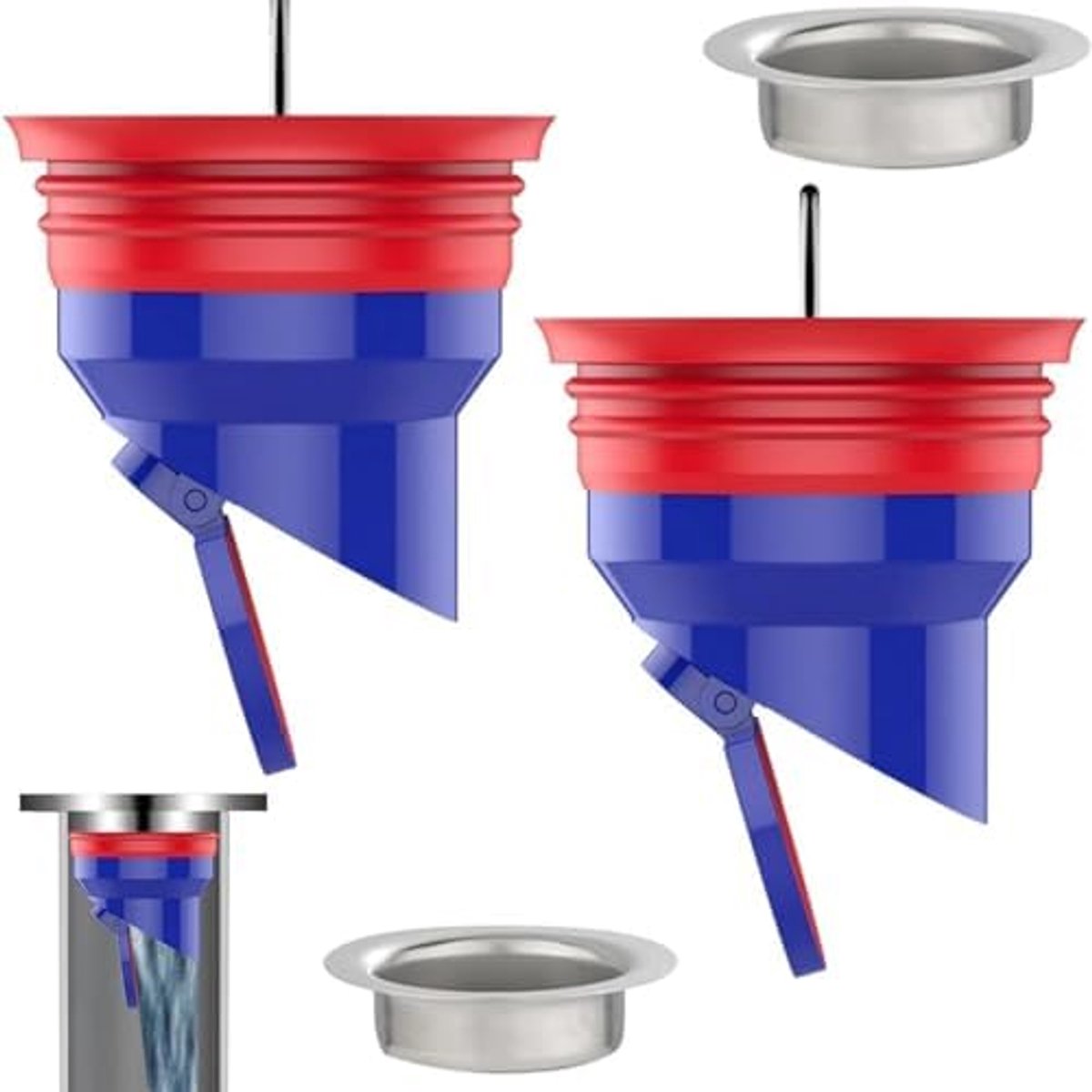 2x Terugstroombeveiliging Douche Vloerafvoer - Premium Afvoerklep met Anti-Geur Plug, Universele Buiscompatibiliteit voor Keuken & Badkamer