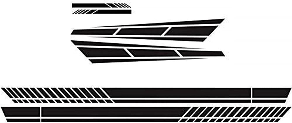 Sportieve sticker en stickers, Riloer 6 stuks PVC streep stickers set voor auto achteruitkijkspiegels motorkap en zijbehuizing, duurzame waterdichte decoratie, zwart