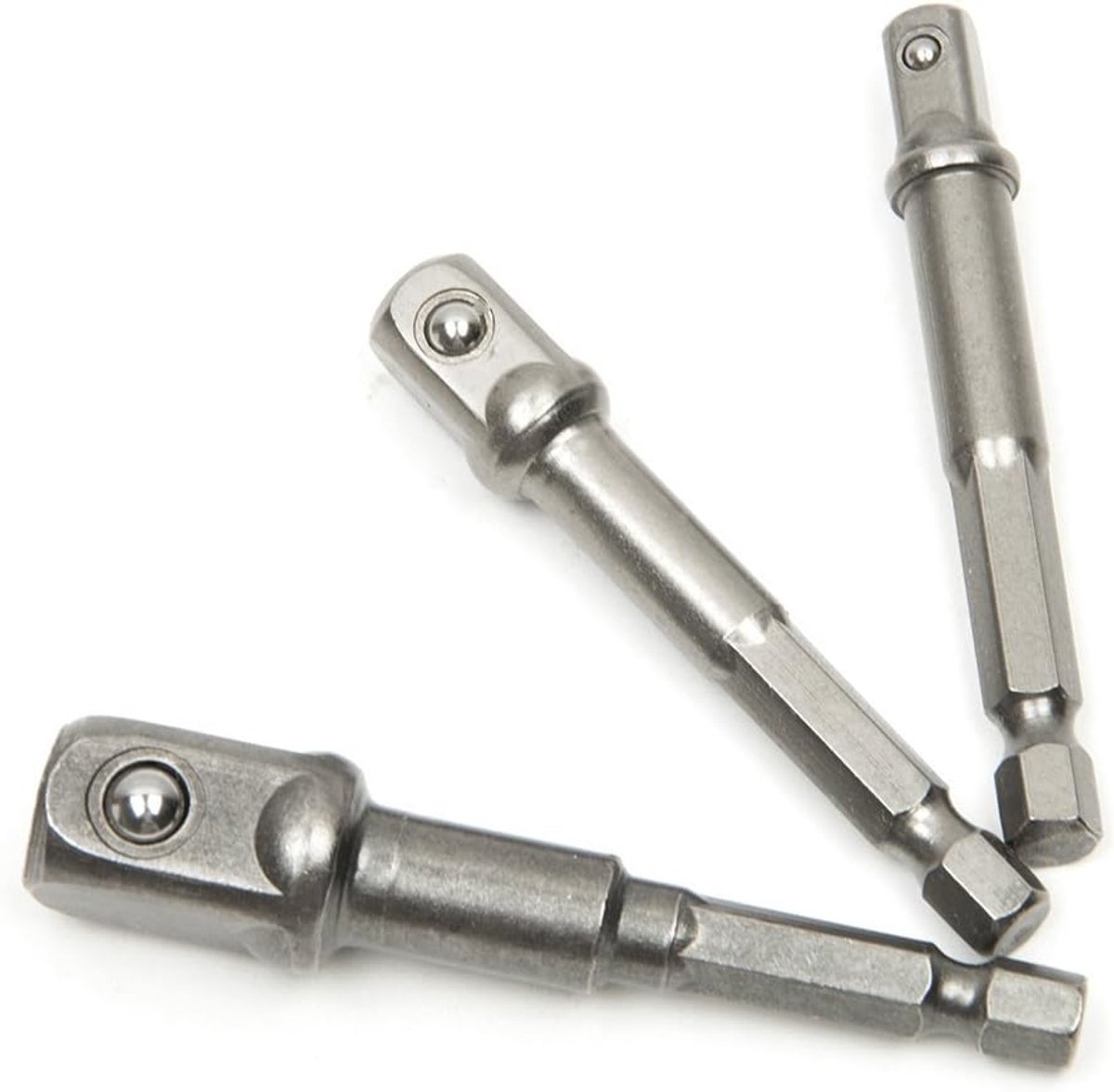 Set met 3 adapters voor boormachines, schroevendraaiers, vierkant, 1/4 inch, 3/8 inch, 1/2 inch, voor deze adapters zijn zeer praktisch voor hobbyisten die de wielen van het voertuig willen vervangen.