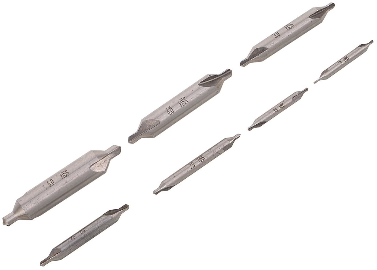 7 Stuks Delige Hardmetalen Centerboorset Hoekige Hardstalen Centerboren met Countersink voor Metaalbewerking Geschikt voor Draaibanken Inclusief voor Nauwkeurig Boren