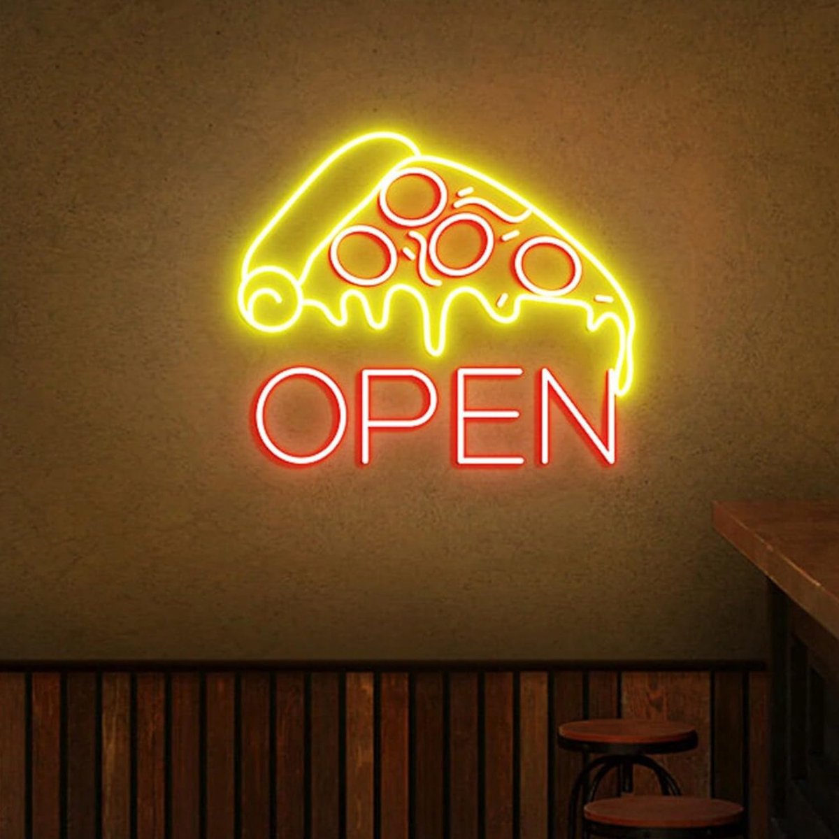Open Neon Teken, Pizza Winkel Venster, Aangepast LED Licht, Restaurant Wandbord