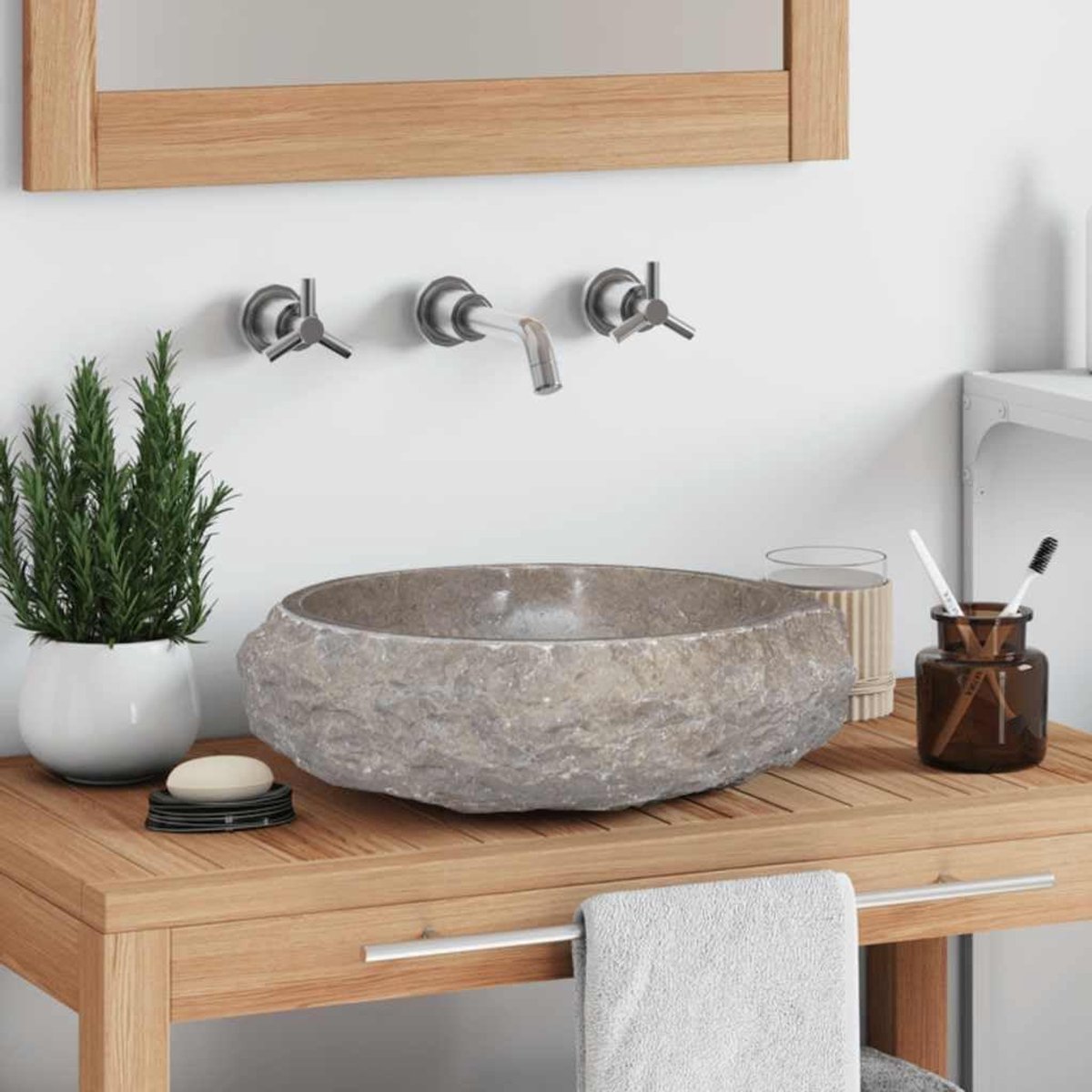 Grijs Ø40x12 cm marmeren opzetwastafel voor badkamer gastentoilet wastafel stenen wastafel