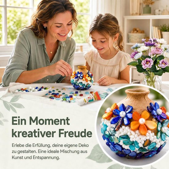 Mozaïek knutselset volwassenen glazen mozaïek vaas set met kunstbloemen — afbeelding 5