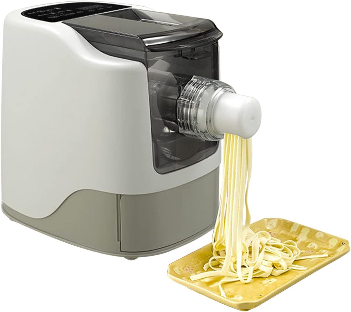 Pastamachine, volautomatisch, pastamaker spaghettimachine met 12 pastamroosters en 1 set knoedelmaker, kneedproces: 3 minuten, wit