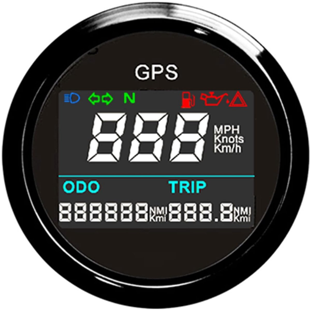 Afstandsmeter, 52 mm, waterdicht, IP67 km/u, MPH-knopen, instelbare snelheidsmeter voor auto, motorfiets, vrachtwagen (zwart)