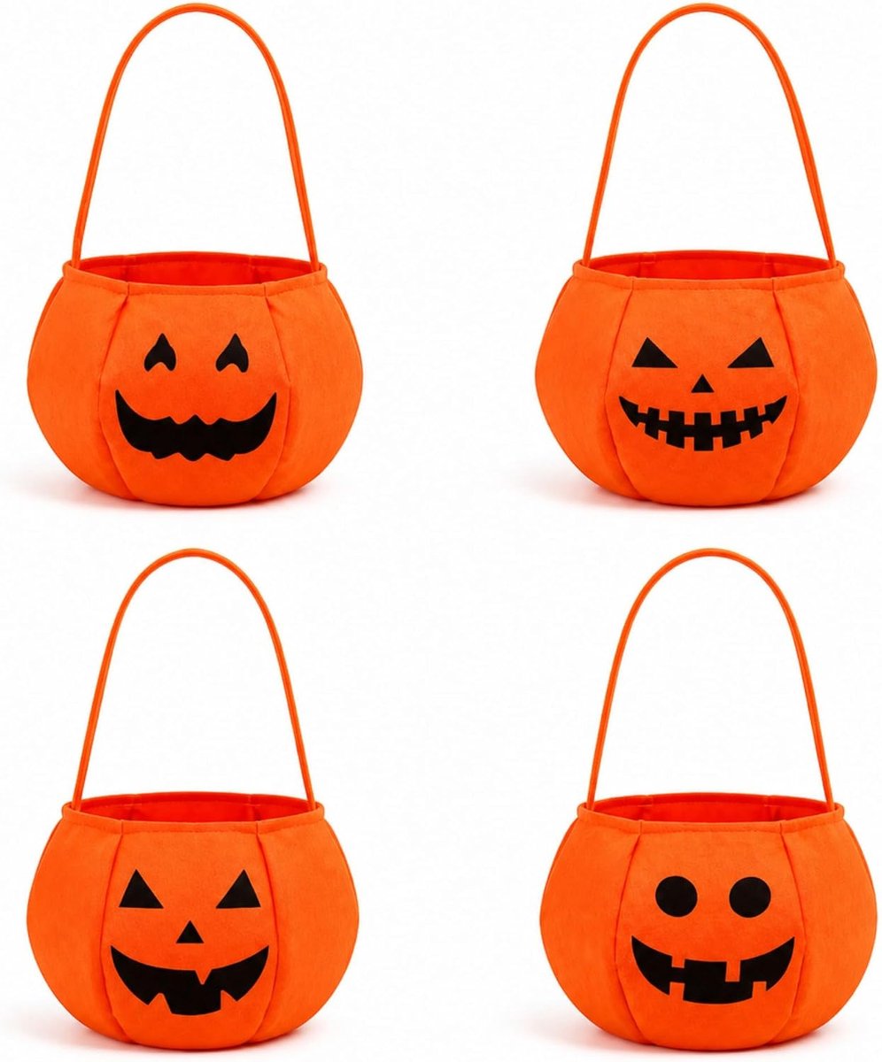 4 stuks Halloween-verzamelzakjes voor snoep, pompoenzakjes