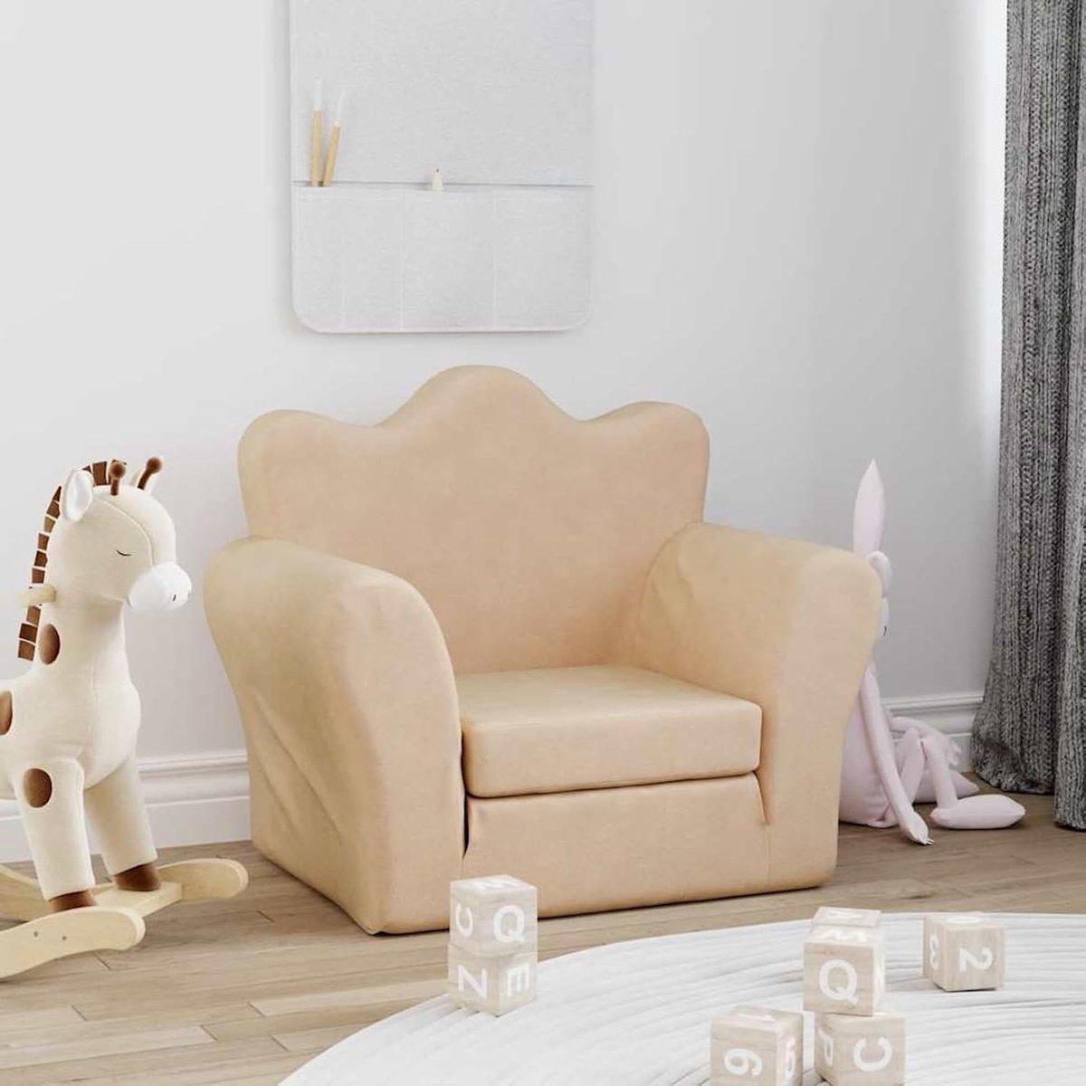 Slaapbank voor kinderen, crèmezacht pluche, kinderbank, mini-sofa, leesbank voor kinderkamer, speelkamer, logeerkamer, slaapkamer, 357055