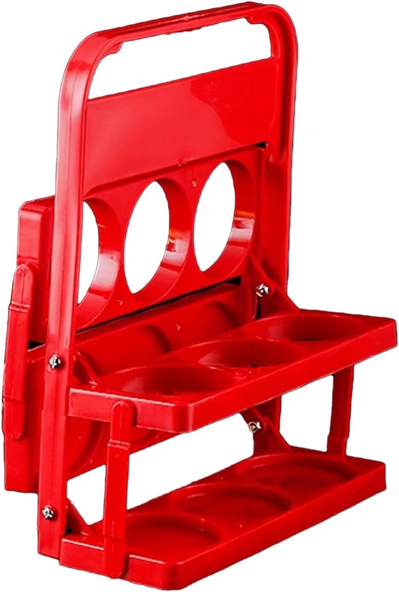 Opvouwbare Plastic Bierfleshouder, Draagbare Bekerhouder, Stapelbaar voor Feesten, Picknicks, Thuisgebruik met Multifunctioneel Ontwerp voor Gemakkelijk Transport (Rood)