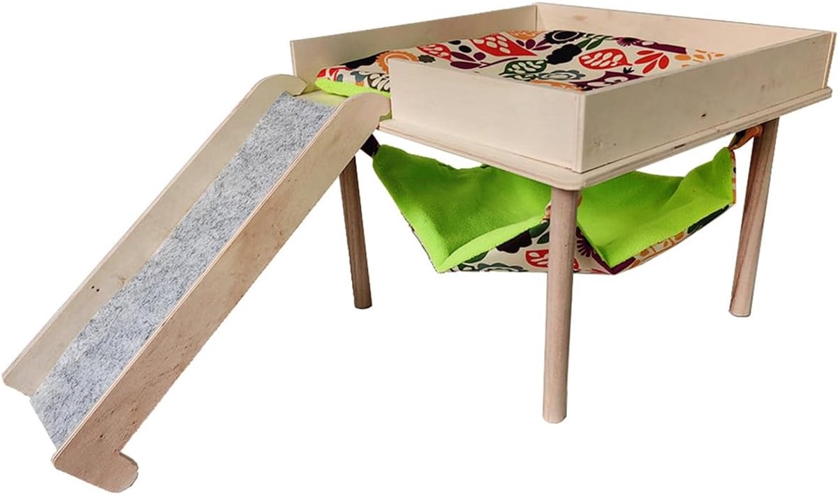 Hangmat met platform 29x22,5 cm natuurlijk hout hamster klimplatform cavia's hout schuilplaats klein huisdier bed voor biggetjes chinchilla rat hamster konijn