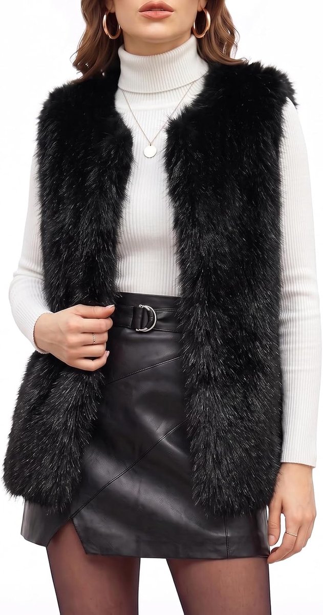 Heekpek Faux Fur Gilet voor Vrouwen UK Pluizige Nep Bont Vest